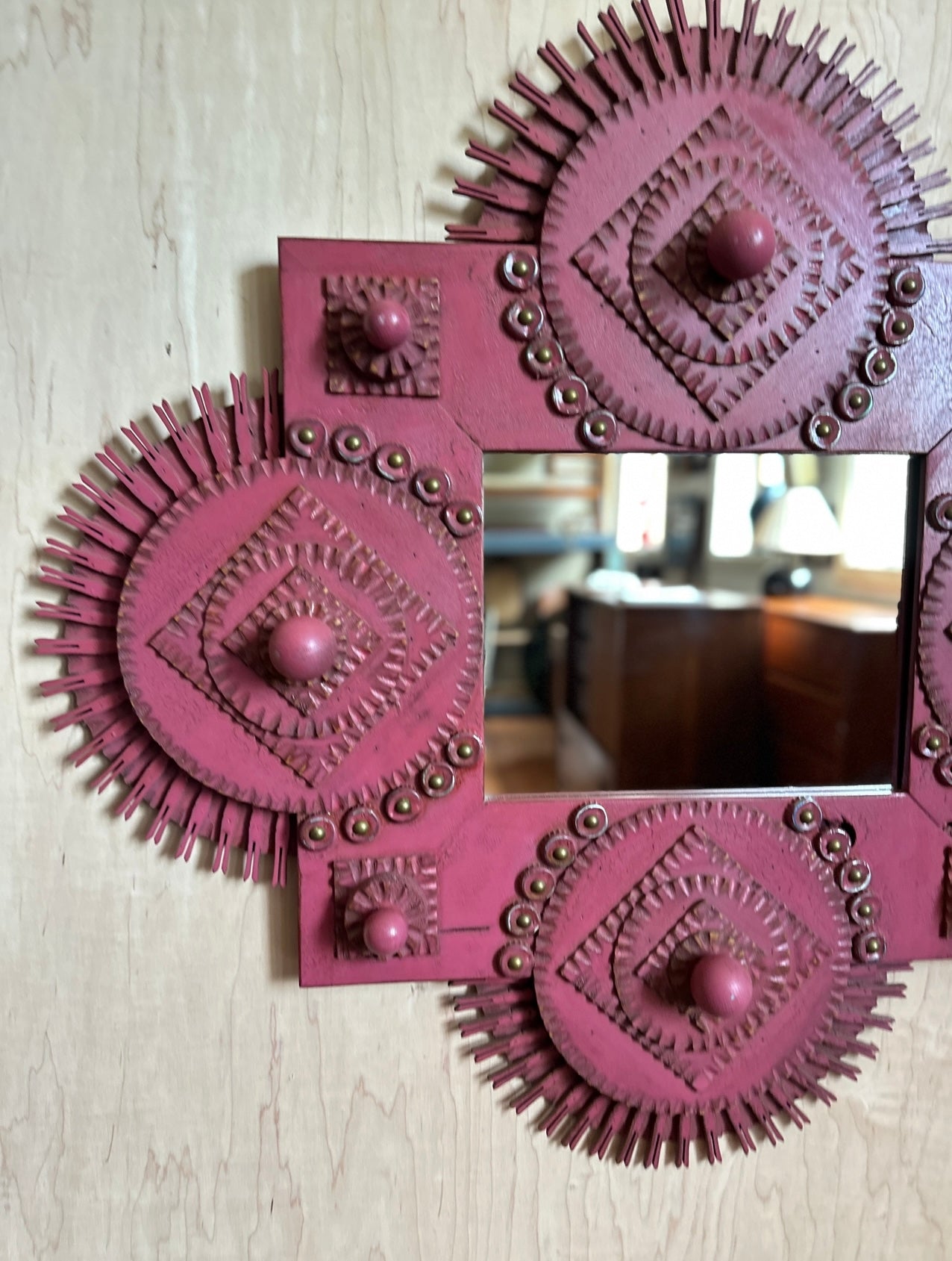 Pink Folk Art Mirror