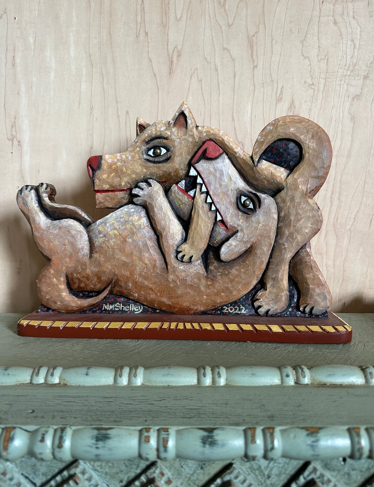 Artist Signed Folk Dogs
