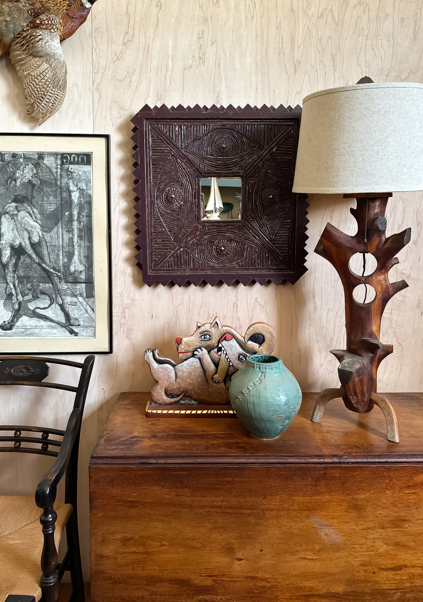 Purple Folk Art Mirror