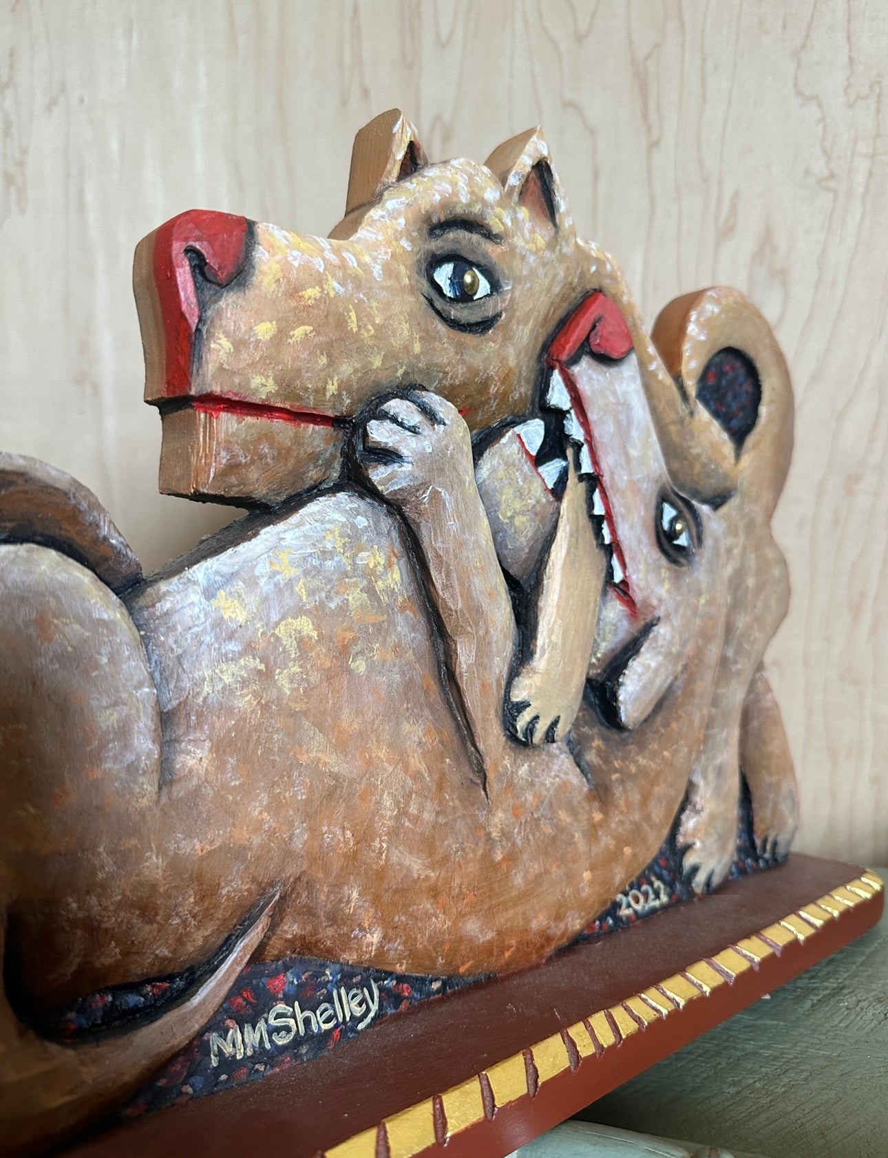 Artist Signed Folk Dogs