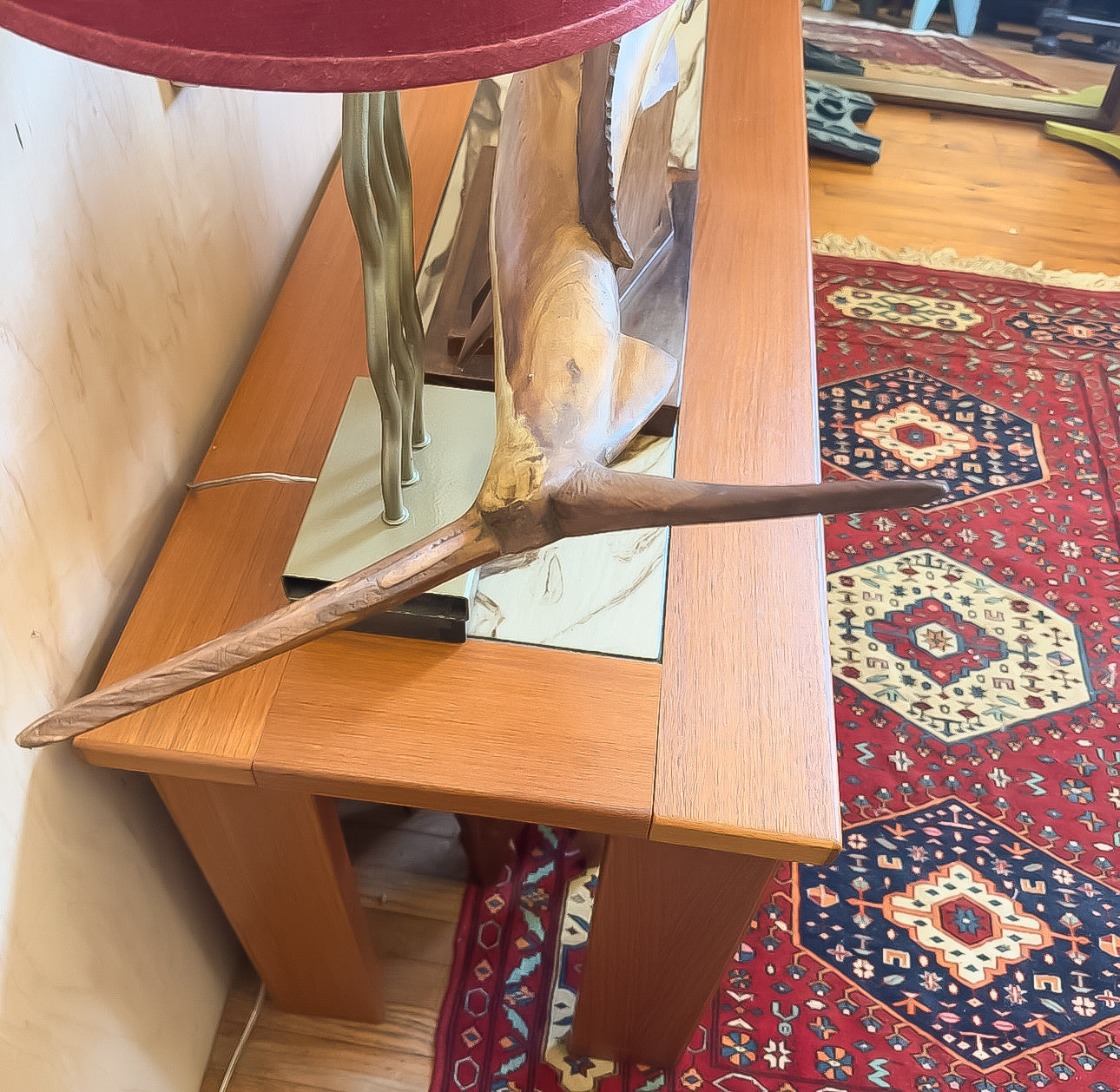 Hand Carved Marlin Wood Scuplture