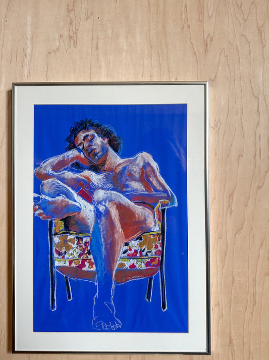 Framed Pastel Male in Chair