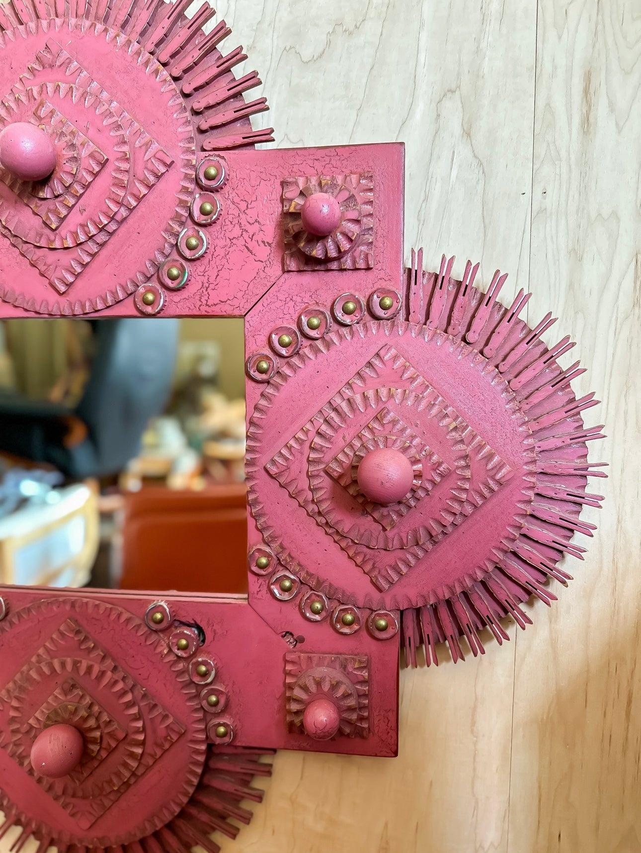 Pink Folk Art Mirror