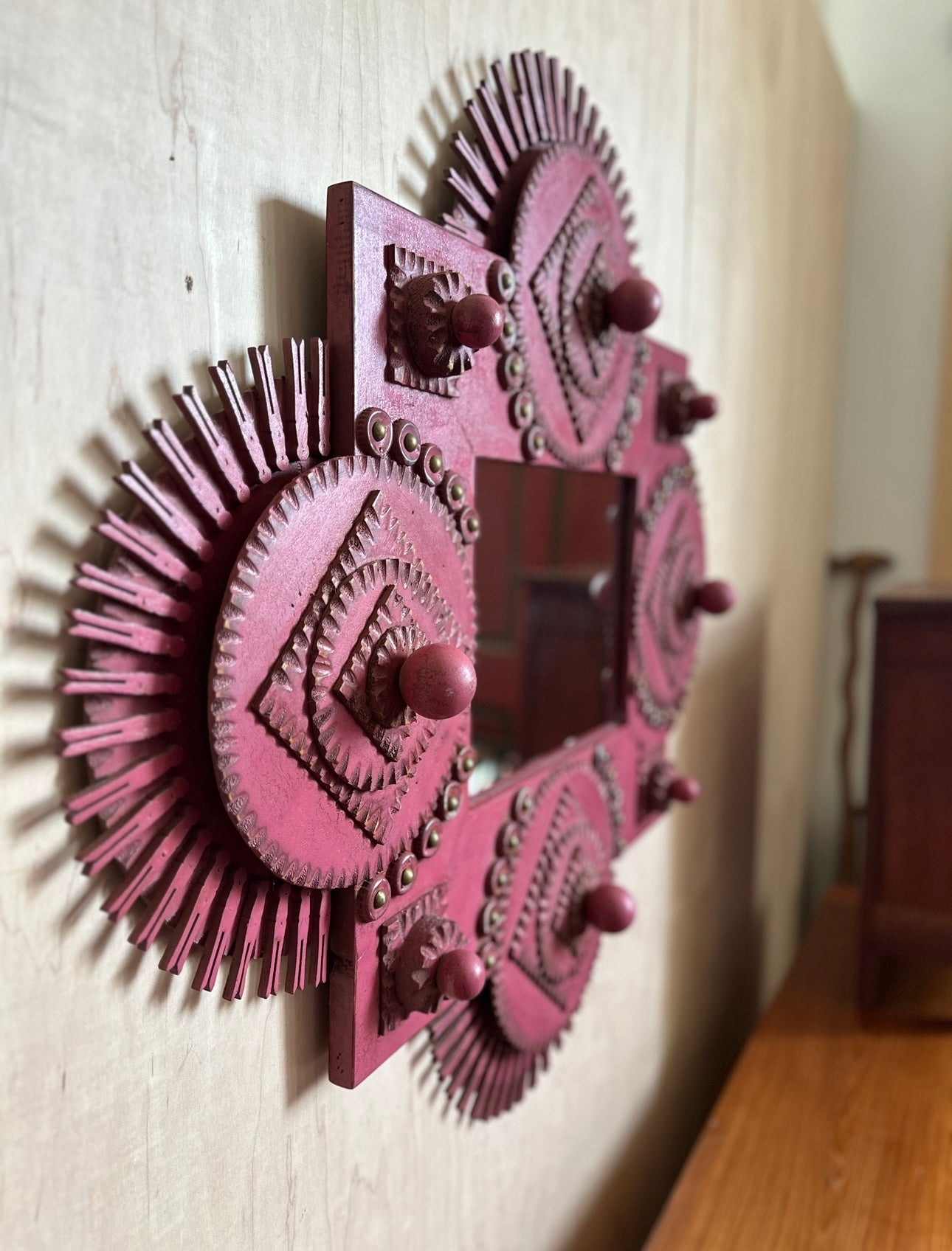 Pink Folk Art Mirror