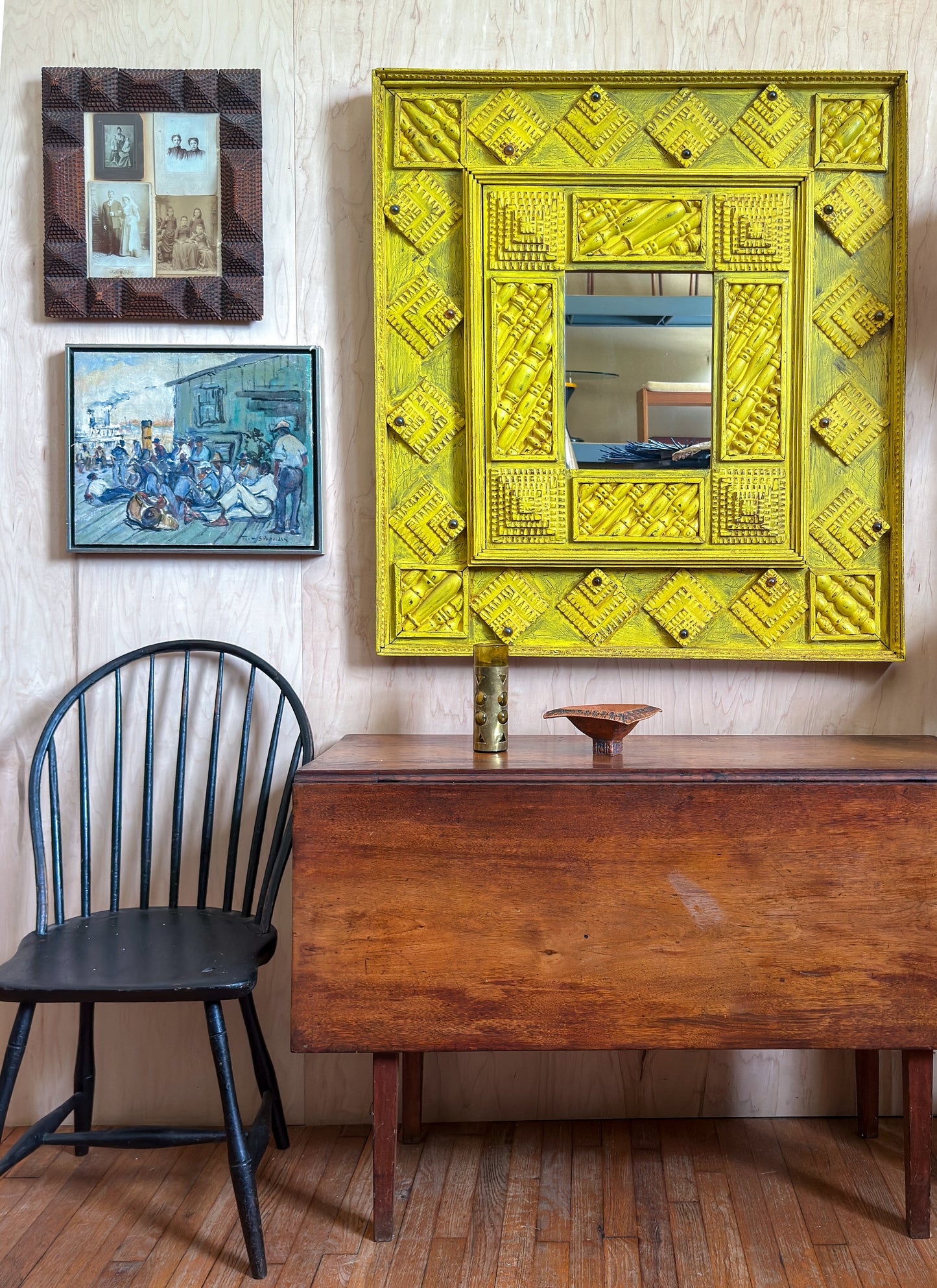 Yellow Folk Mirror