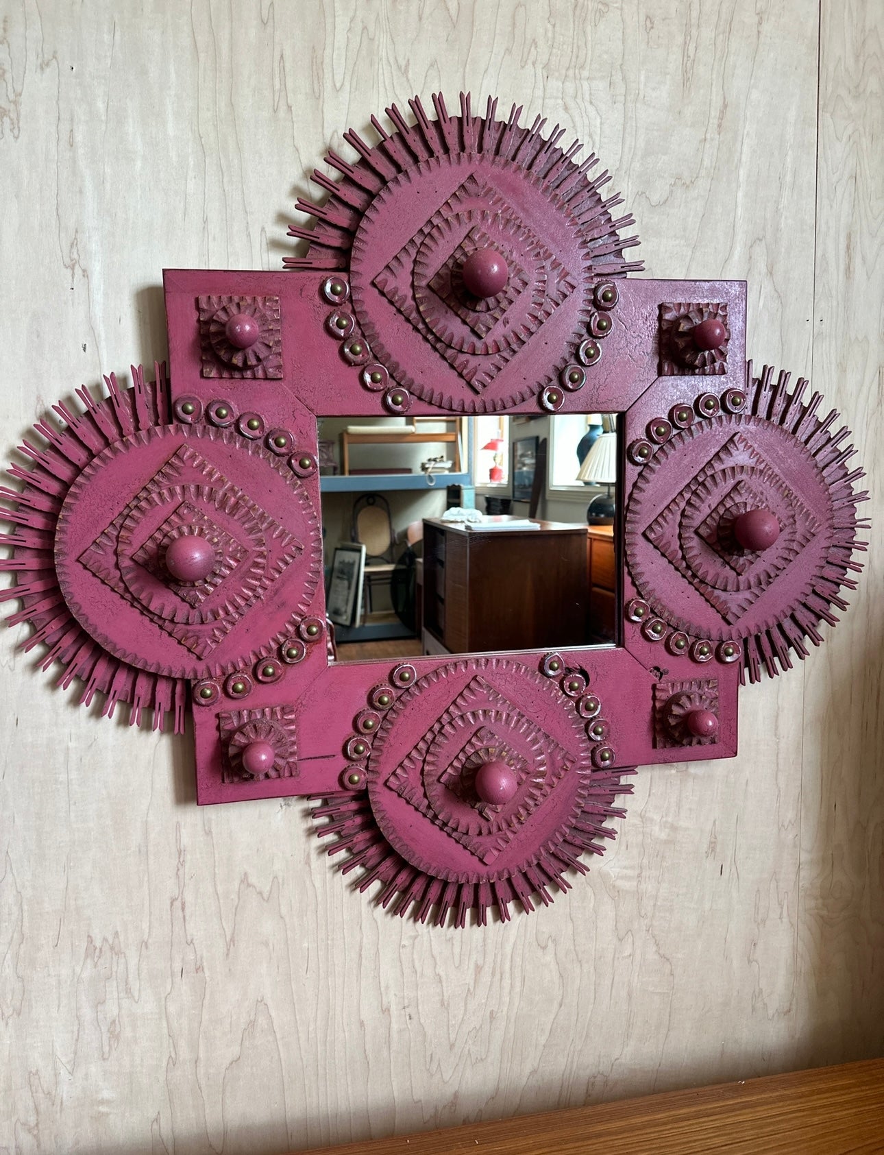 Pink Folk Art Mirror