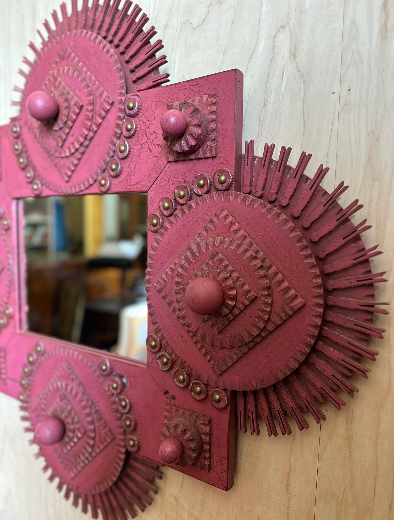 Pink Folk Art Mirror