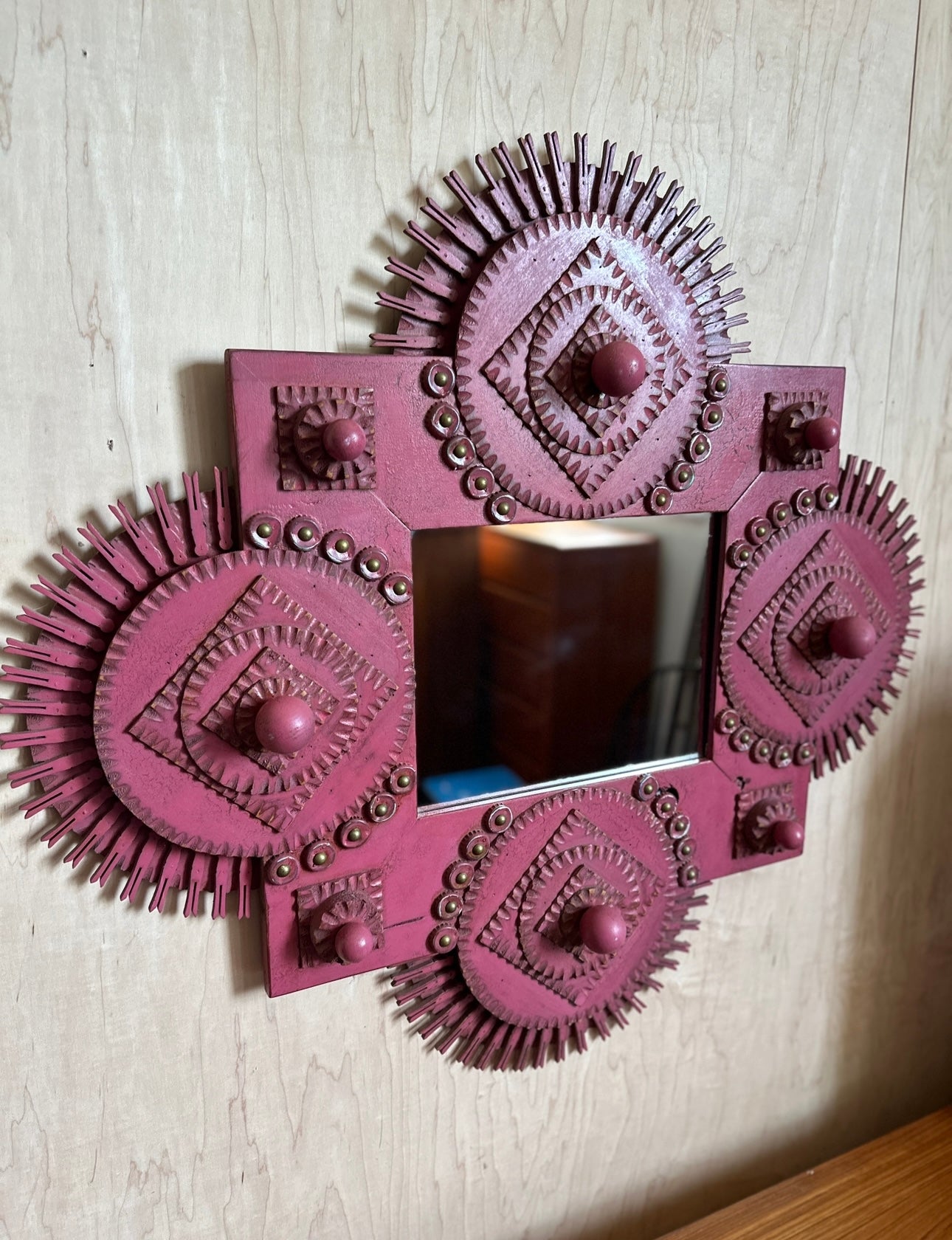 Pink Folk Art Mirror
