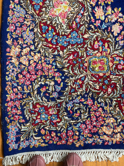 Blue Floral Kerman Rug