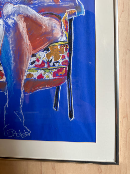 Framed Pastel Male in Chair