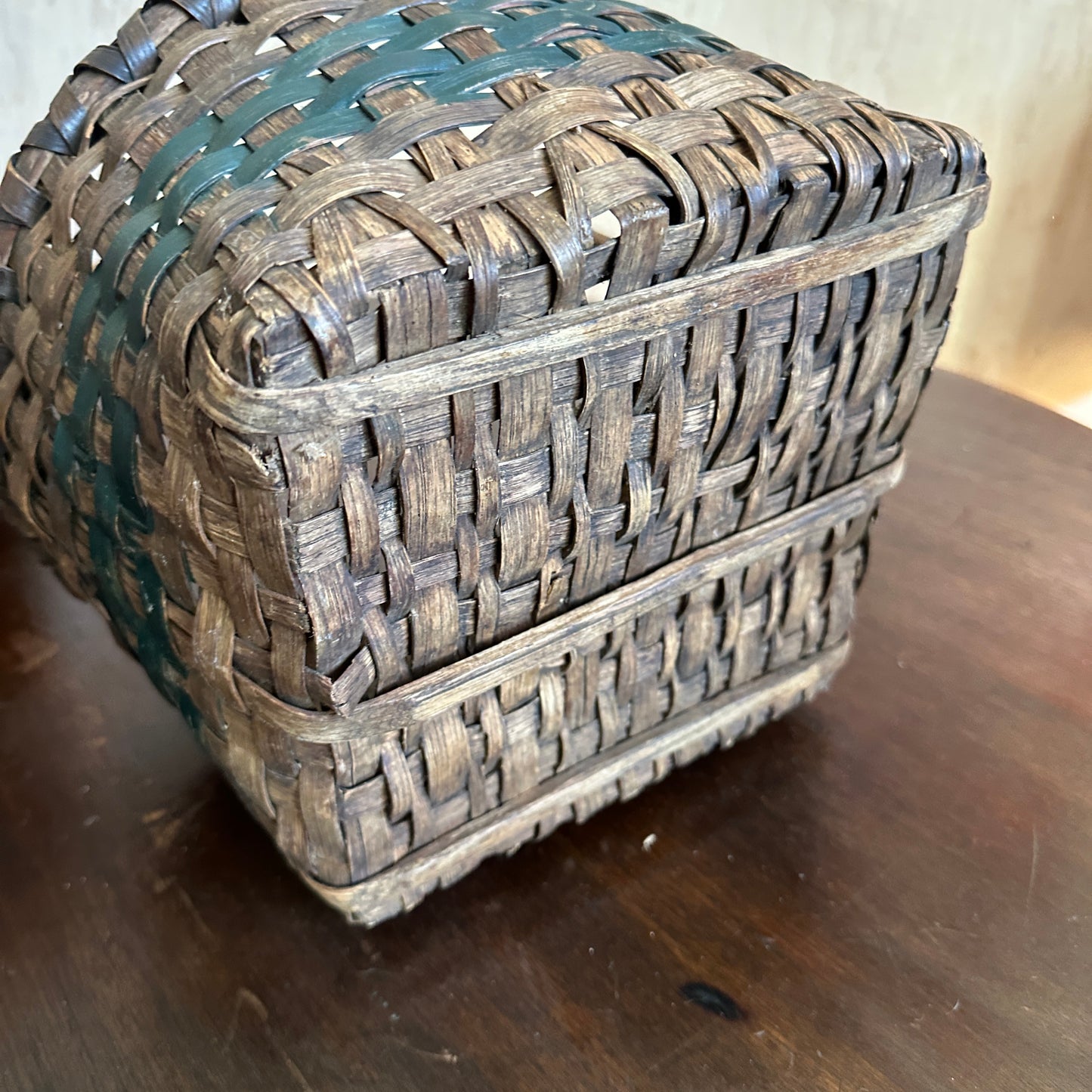 Antique Woven Striped Basket