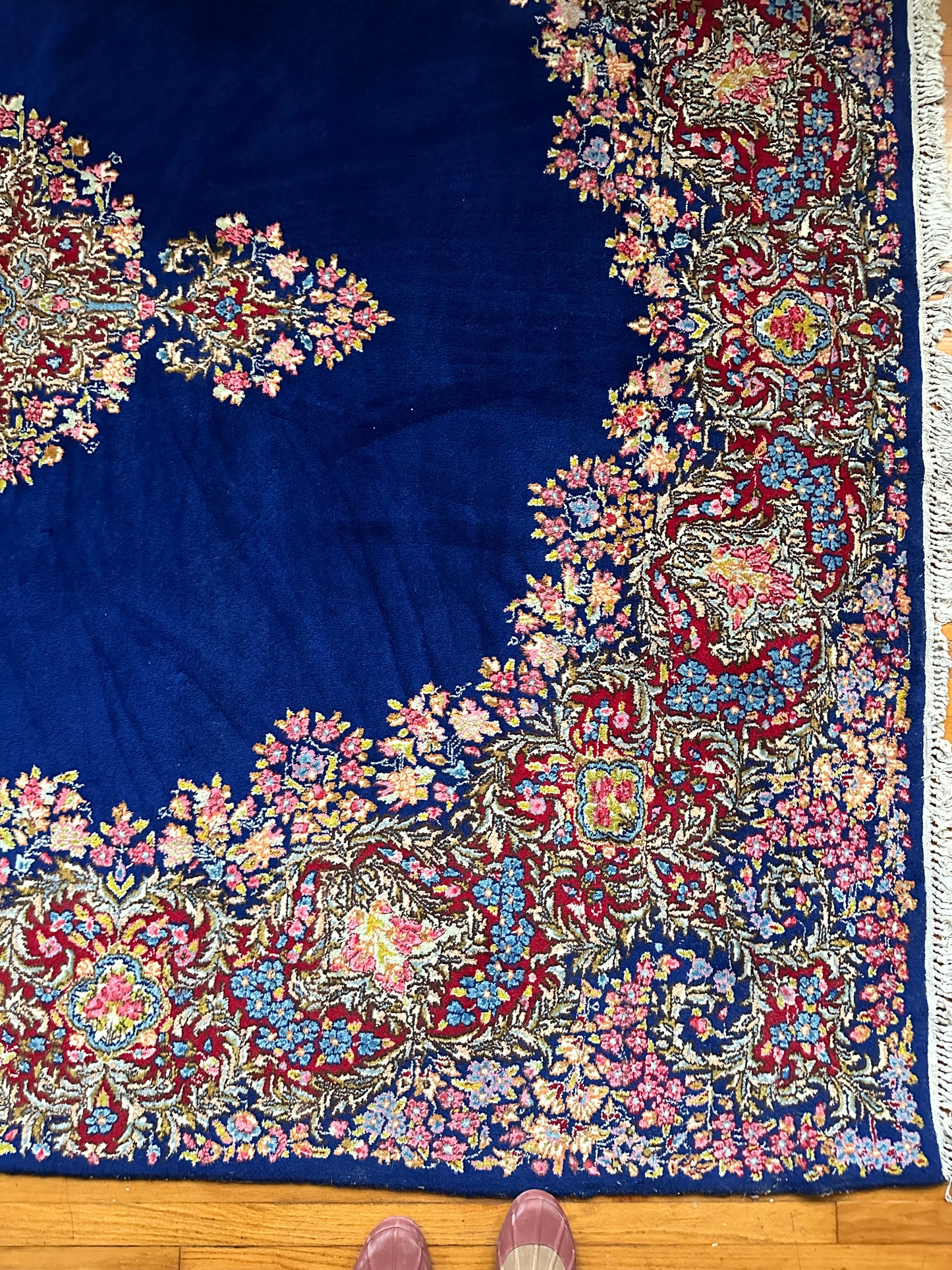 Blue Floral Kerman Rug