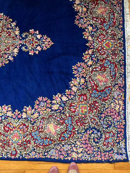 Blue Floral Kerman Rug