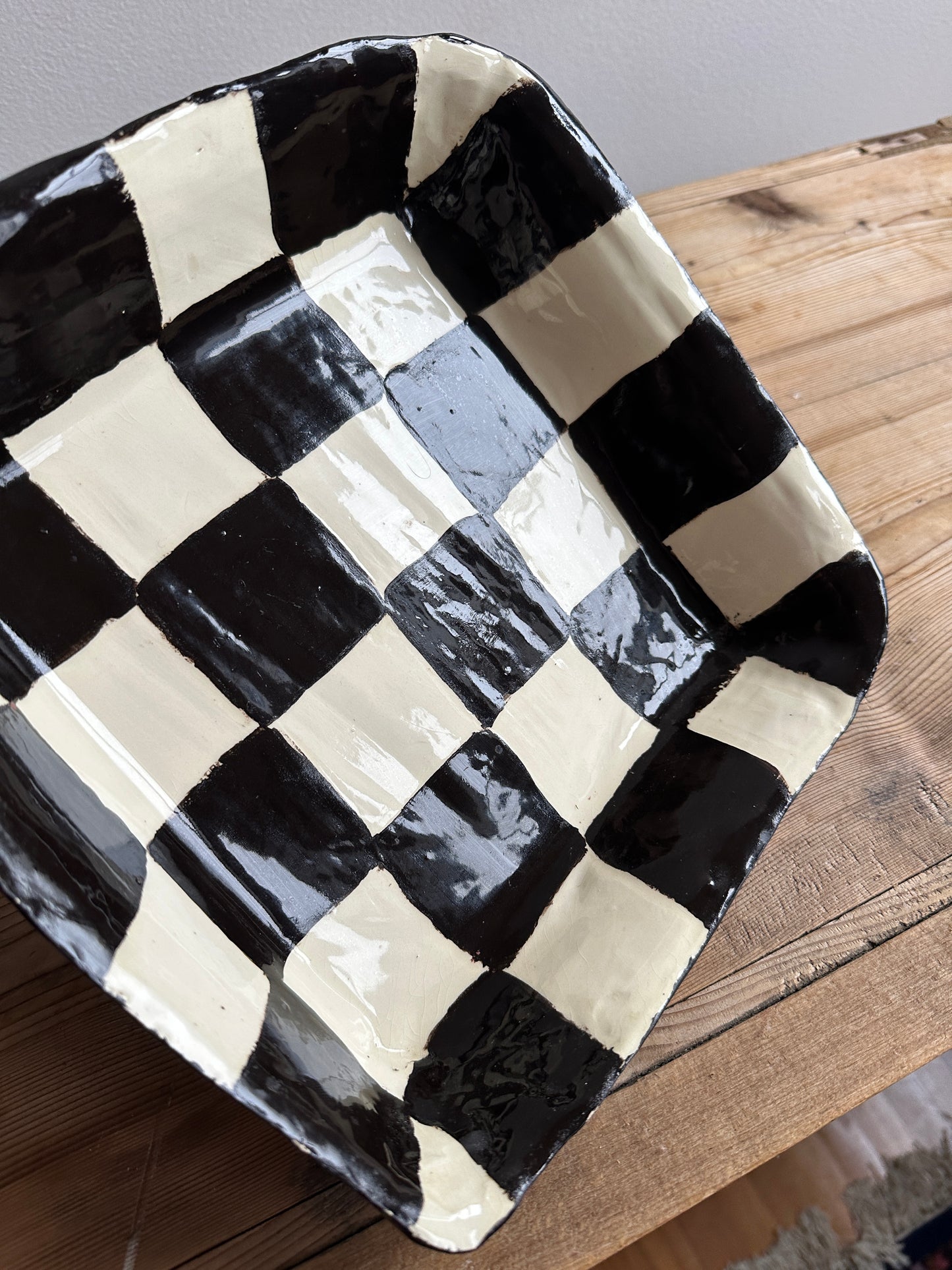 Black + Ivory Checkered Tray
