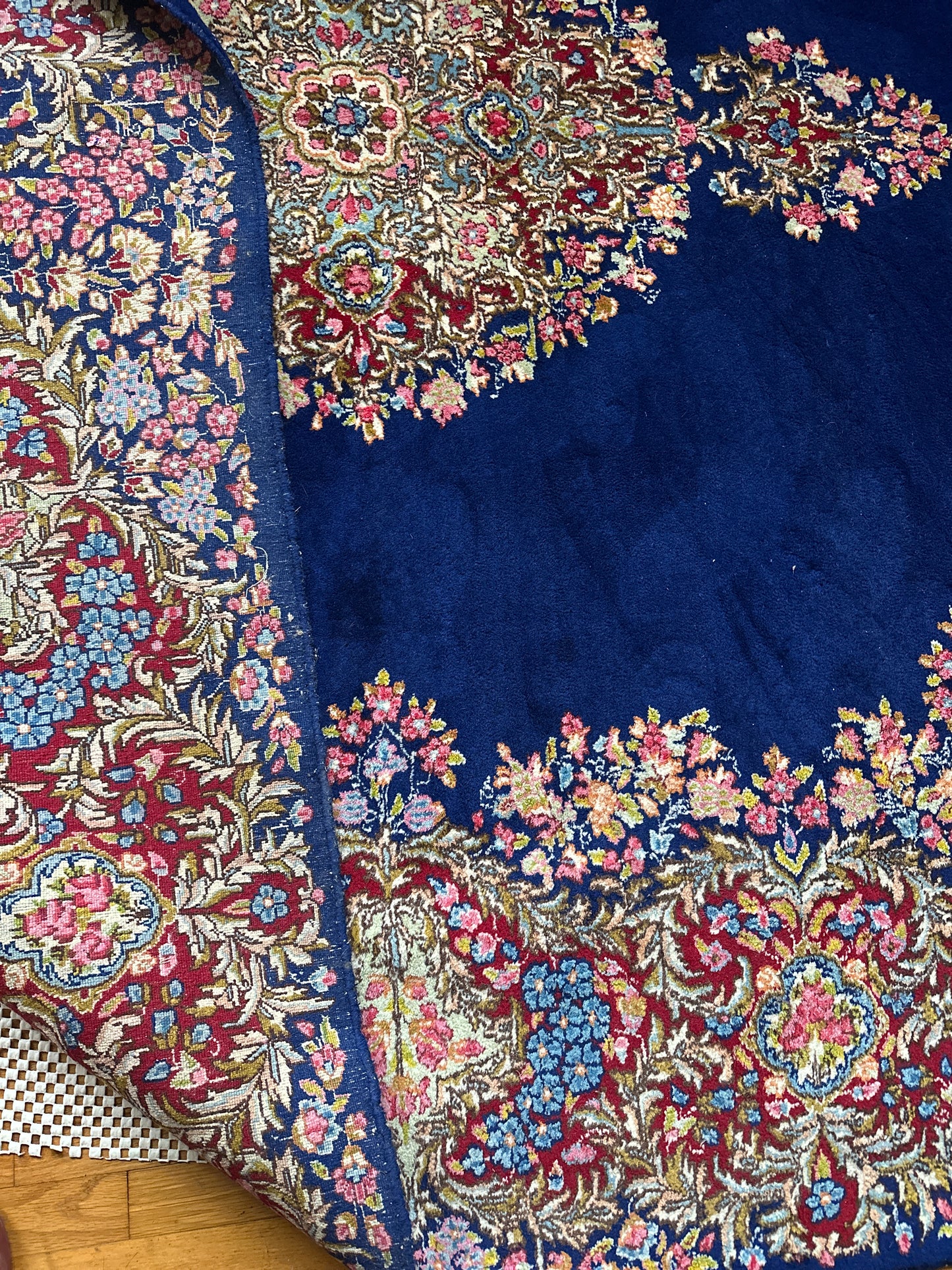 Blue Floral Kerman Rug