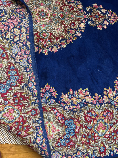 Blue Floral Kerman Rug