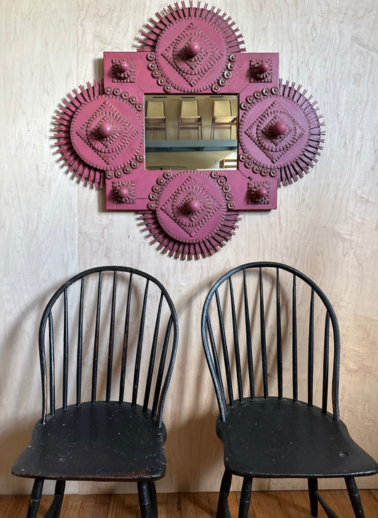 Pink Folk Art Mirror