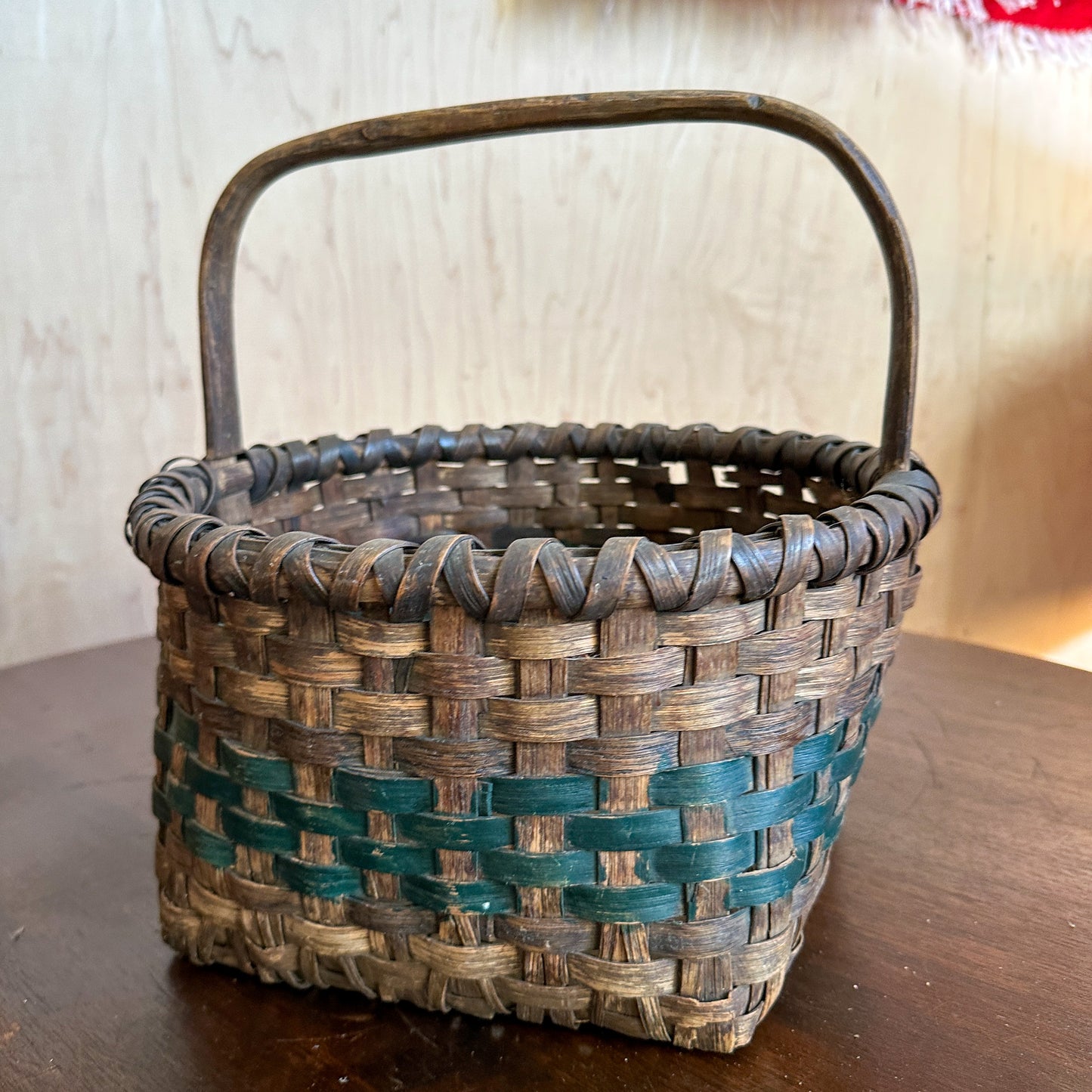 Antique Woven Striped Basket