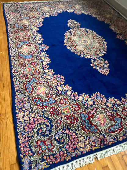 Blue Floral Kerman Rug