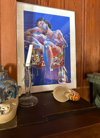 Framed Pastel Male in Chair