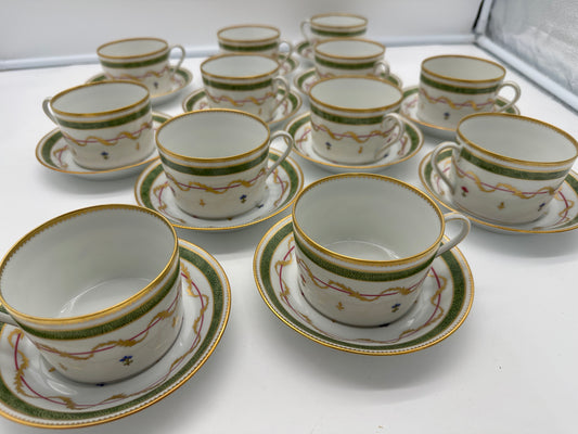 12 Limoges Vieux Paris Cups & Saucers