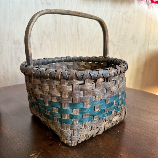 Antique Woven Striped Basket