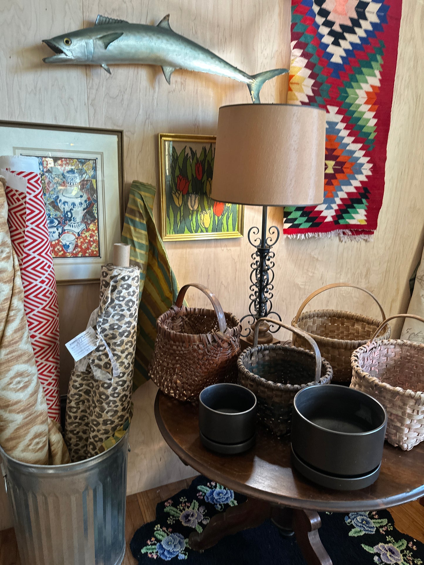 Antique Woven Striped Basket