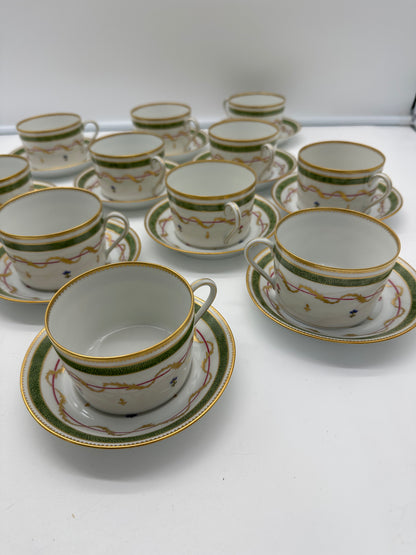 12 Limoges Vieux Paris Cups & Saucers