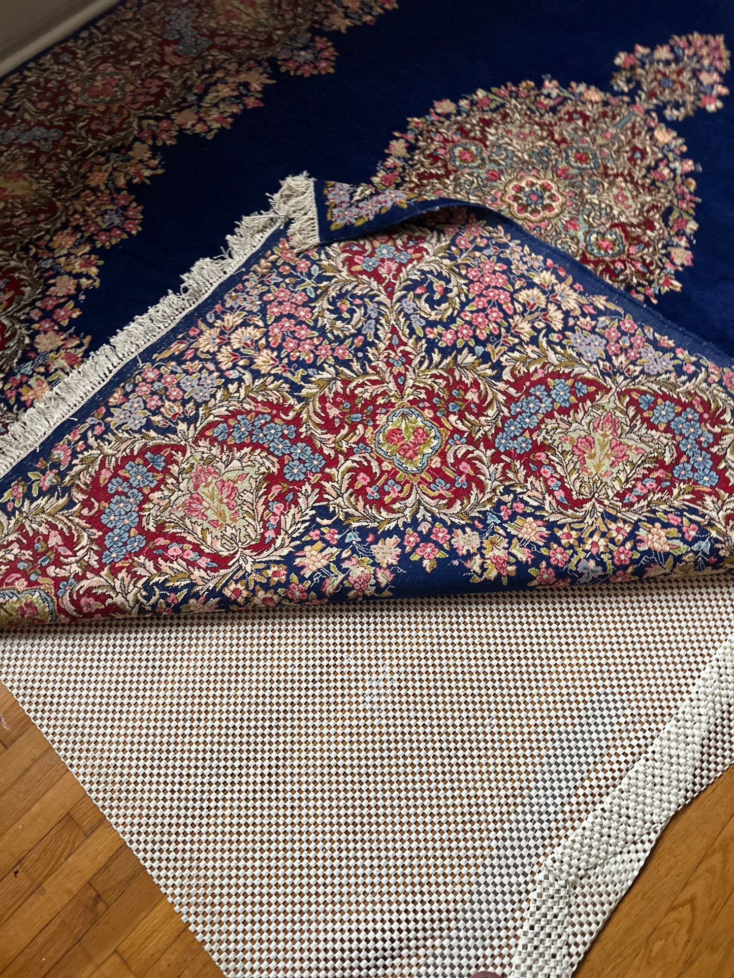 Blue Floral Kerman Rug