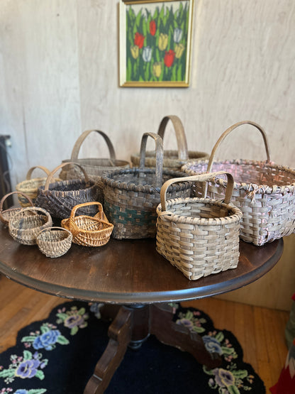 Antique Woven Striped Basket