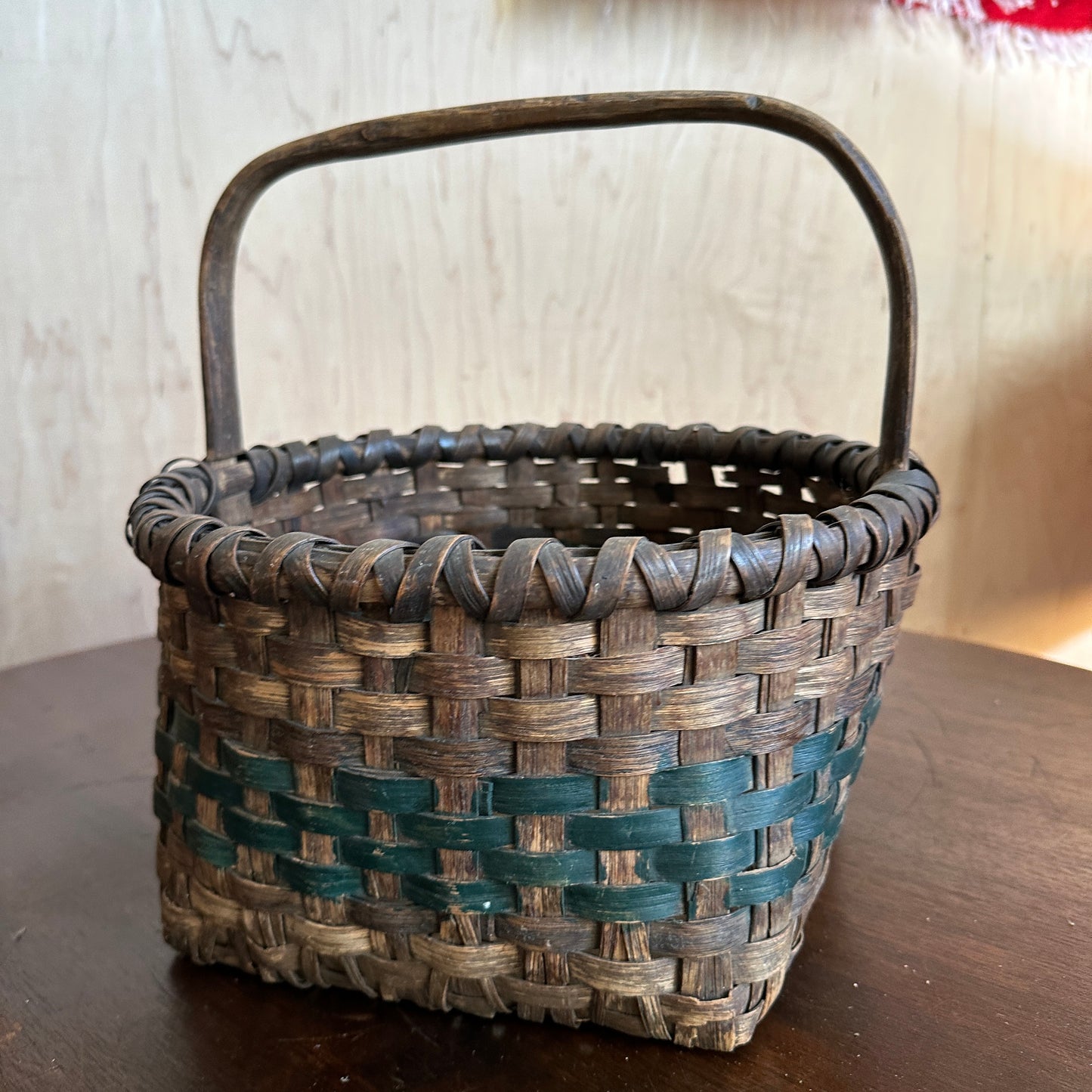 Antique Woven Striped Basket