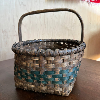 Antique Woven Striped Basket