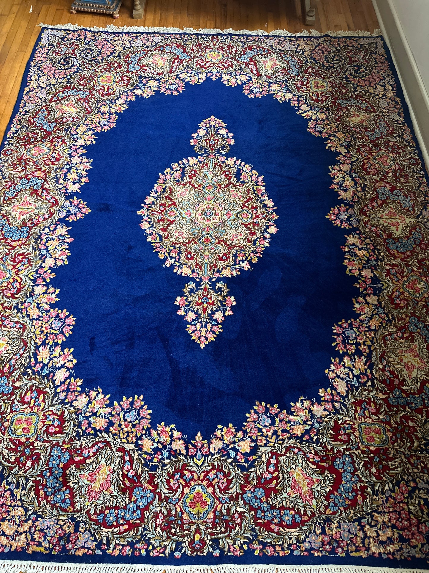 Blue Floral Kerman Rug