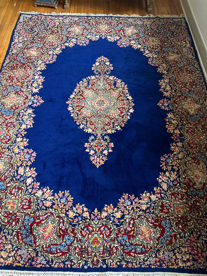 Blue Floral Kerman Rug