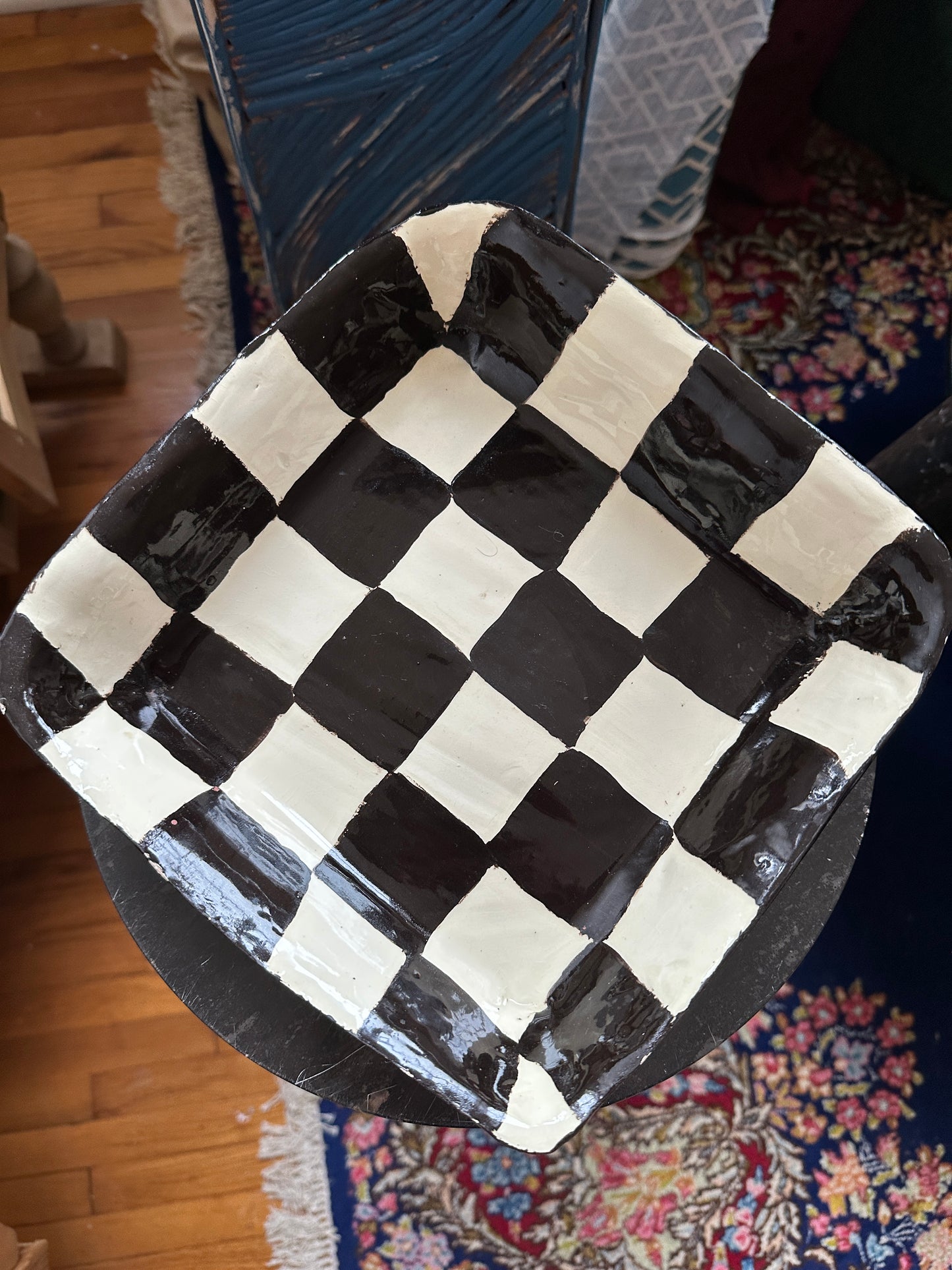 Black + Ivory Checkered Tray