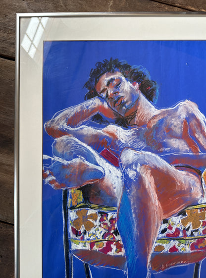 Framed Pastel Male in Chair