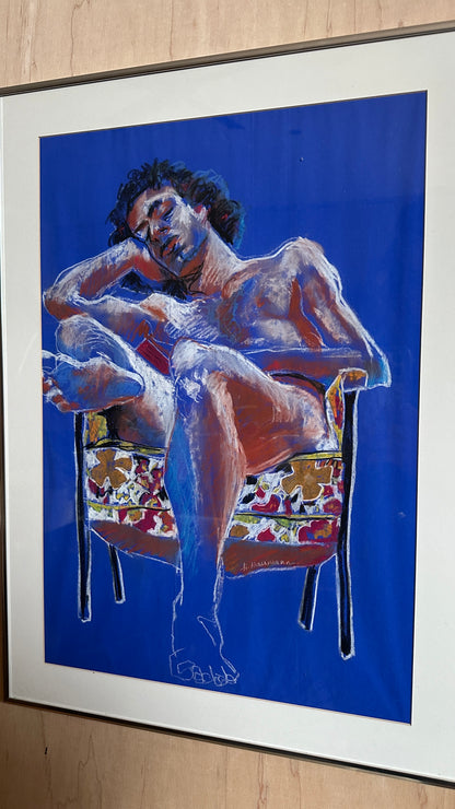 Framed Pastel Male in Chair