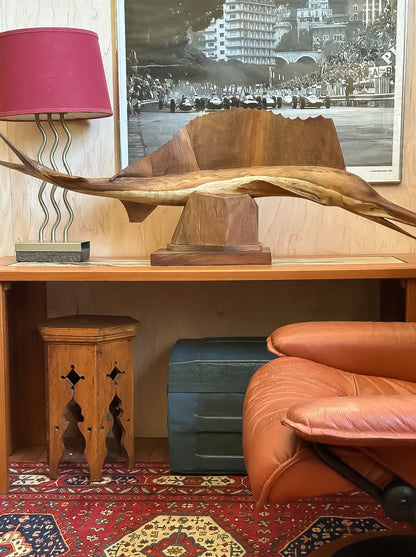 Hand Carved Marlin Wood Scuplture