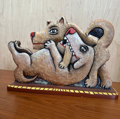 Artist Signed Folk Dogs