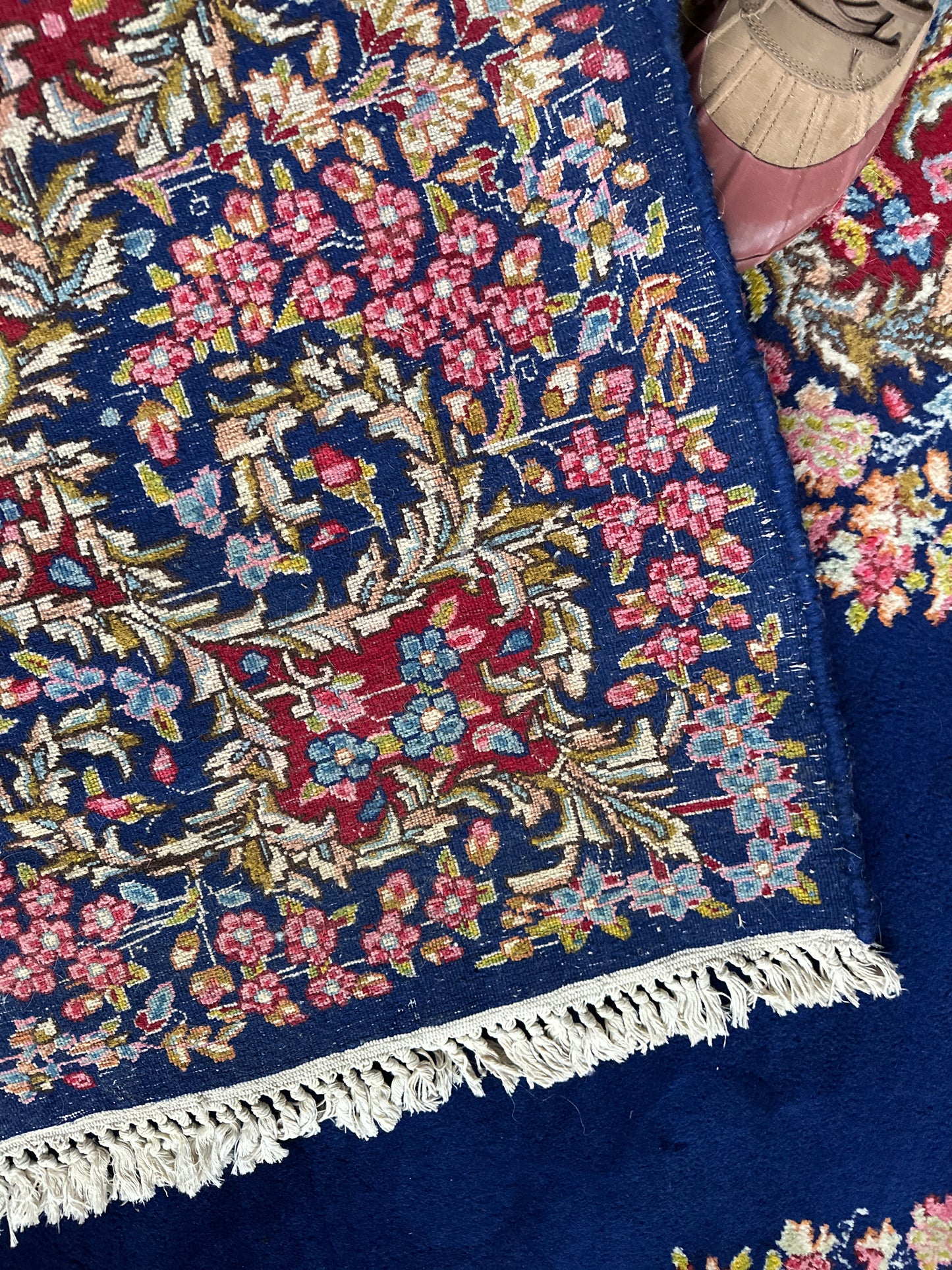 Blue Floral Kerman Rug