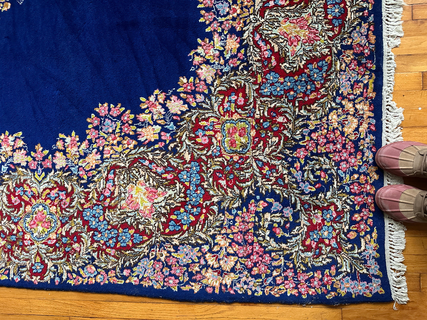 Blue Floral Kerman Rug