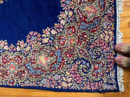 Blue Floral Kerman Rug