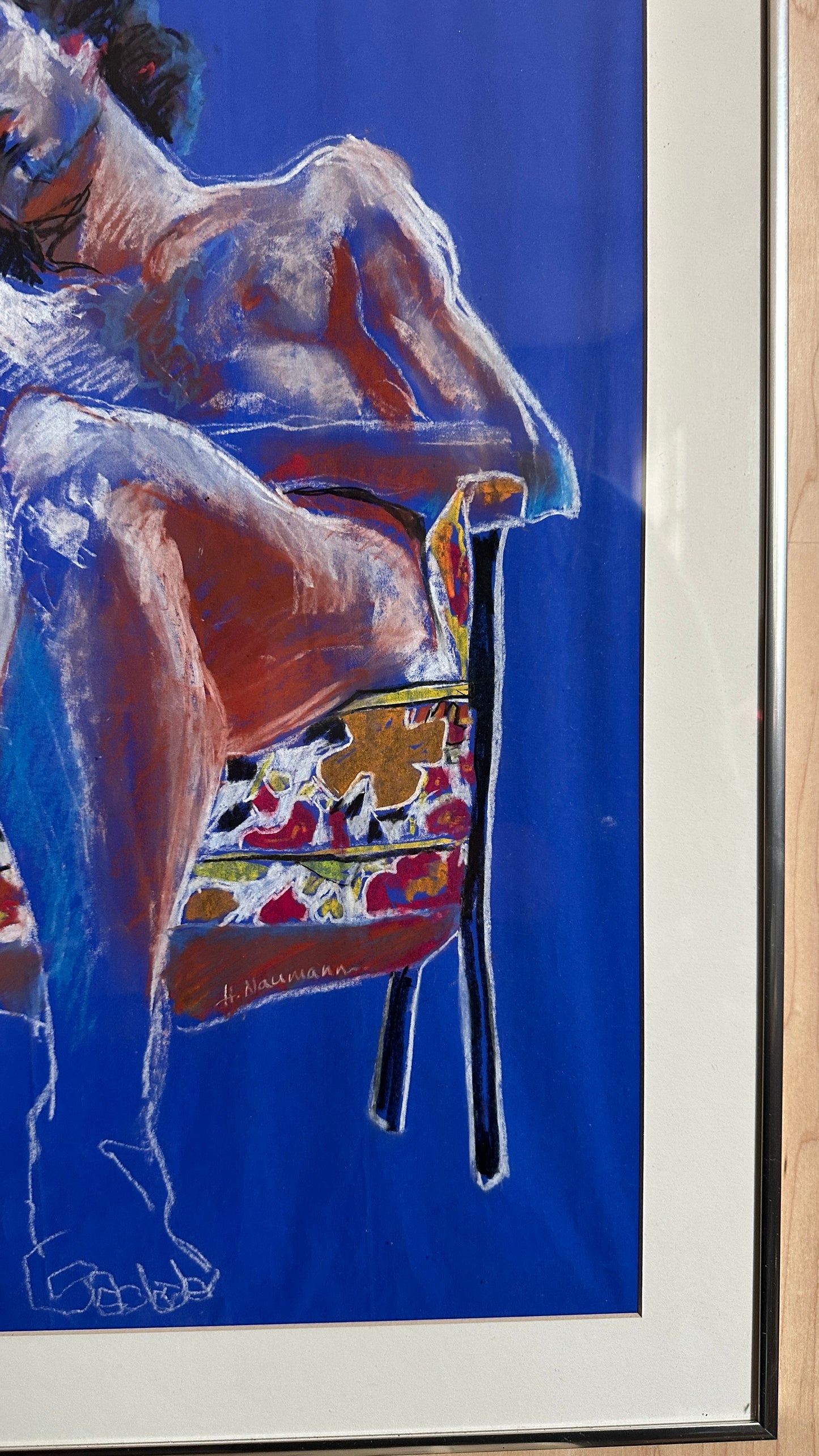 Framed Pastel Male in Chair