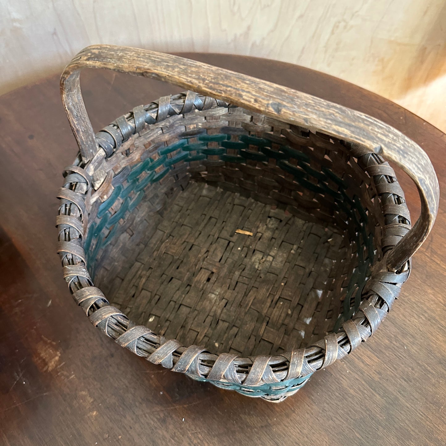Antique Woven Striped Basket