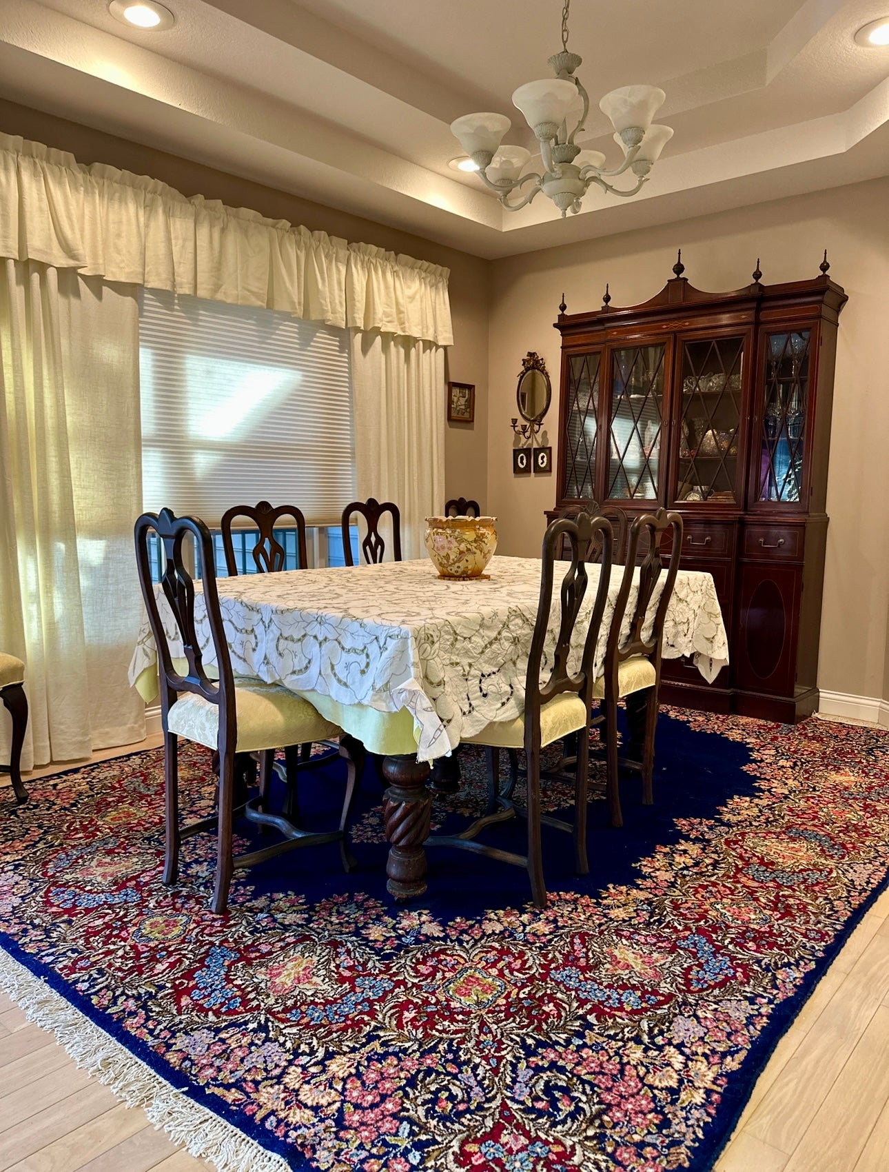 Blue Floral Kerman Rug