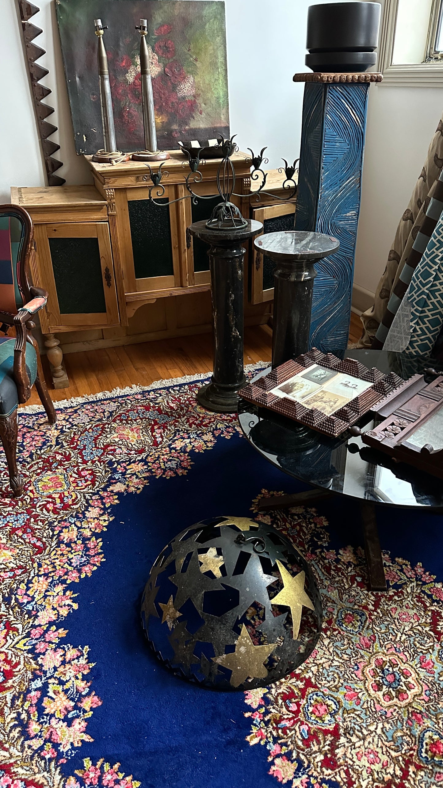 Blue Floral Kerman Rug