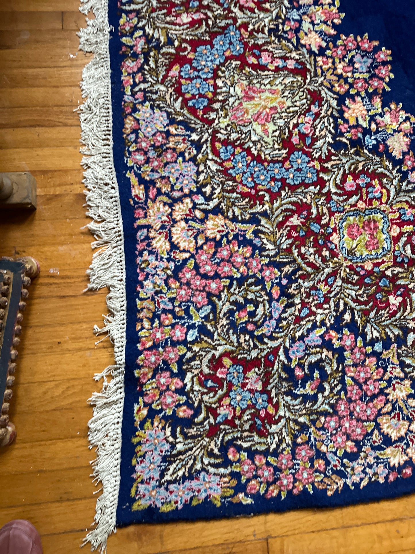 Blue Floral Kerman Rug