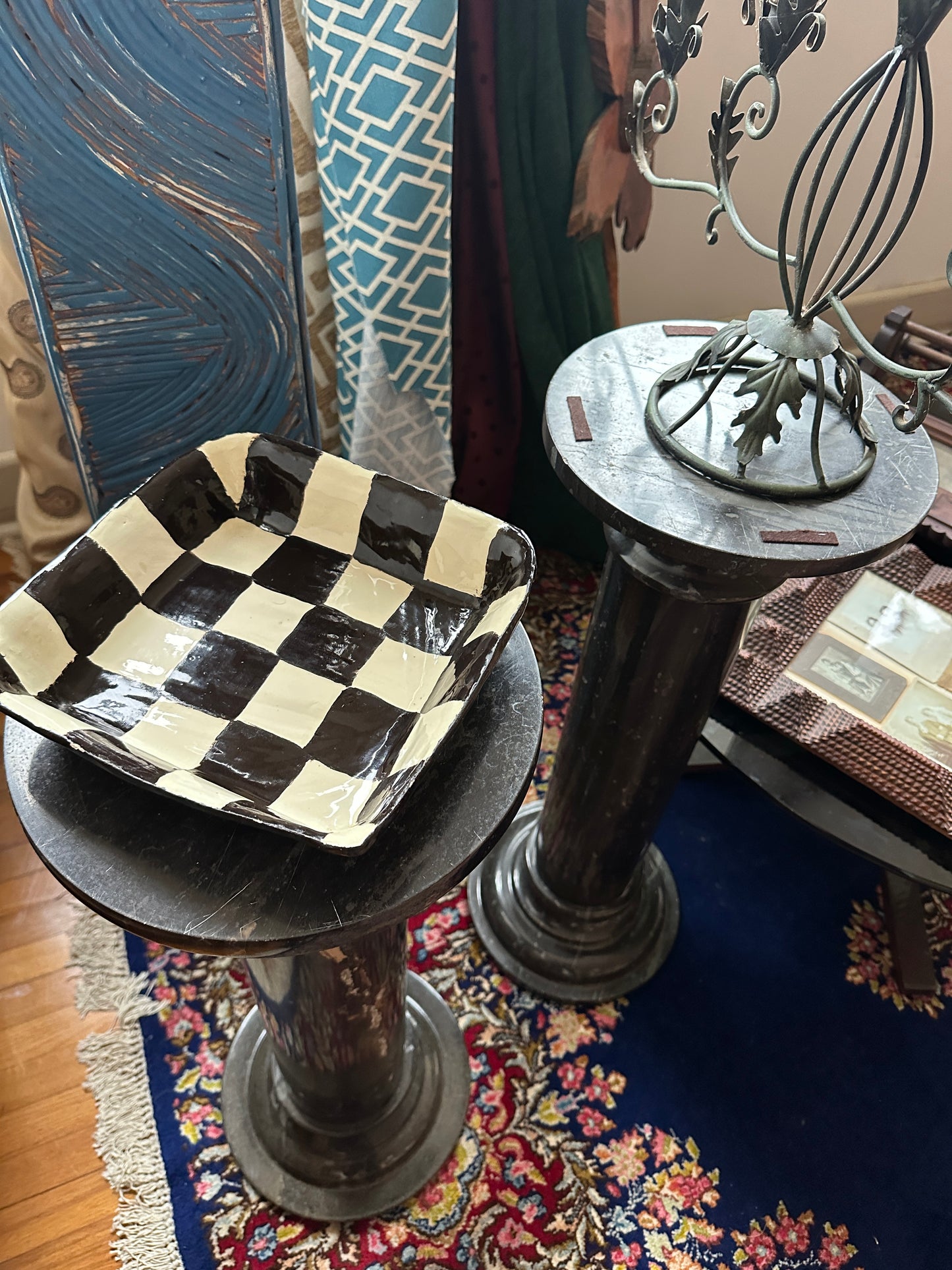 Black + Ivory Checkered Tray
