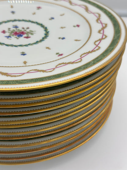 12 Limoges Vieux Paris Dinner Plates