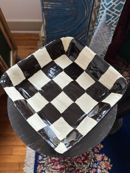 Black + Ivory Checkered Tray
